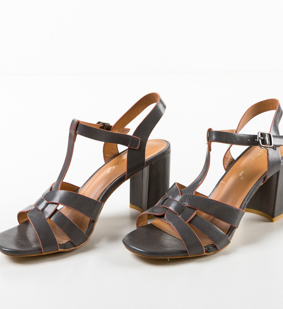 Sandale cu Toc Gri Travis - Eleganță Modernă - imagine 4
