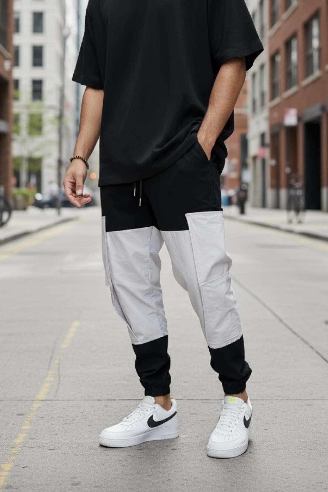 Pantaloni Trening Cargo Negri Conici - Stil & Confort