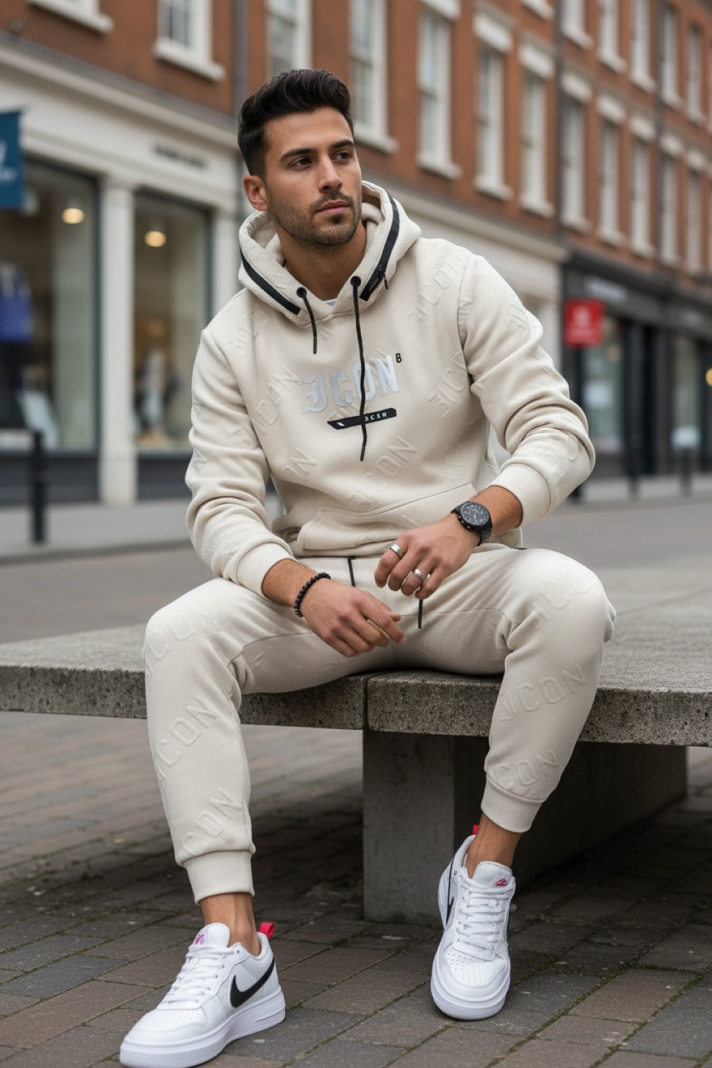 Trening Barbati Slim Fit Bej | Material Premium
