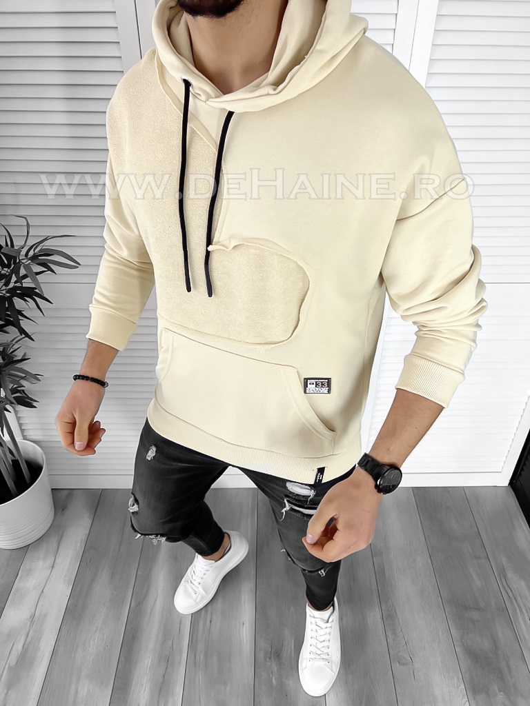 Hanorac Barbati Slim Fit Bej - Stil Modern
