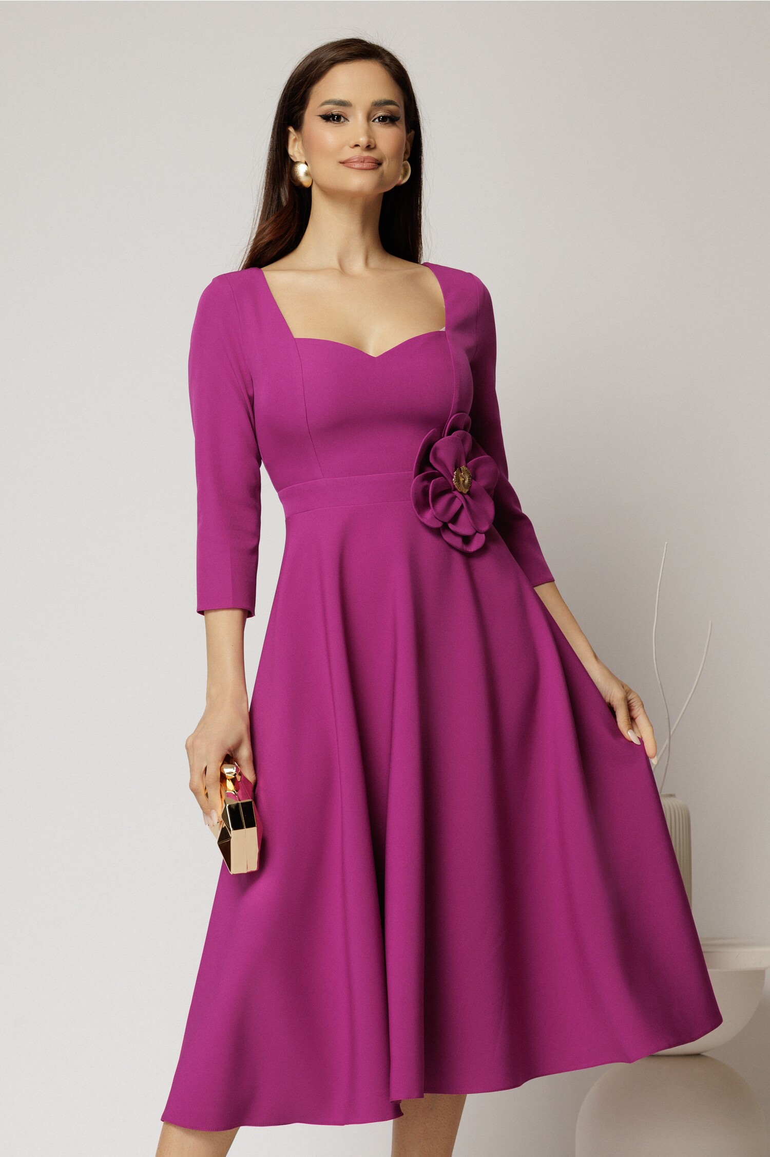 Rochie Ocazie Magenta Decolteu Inimă