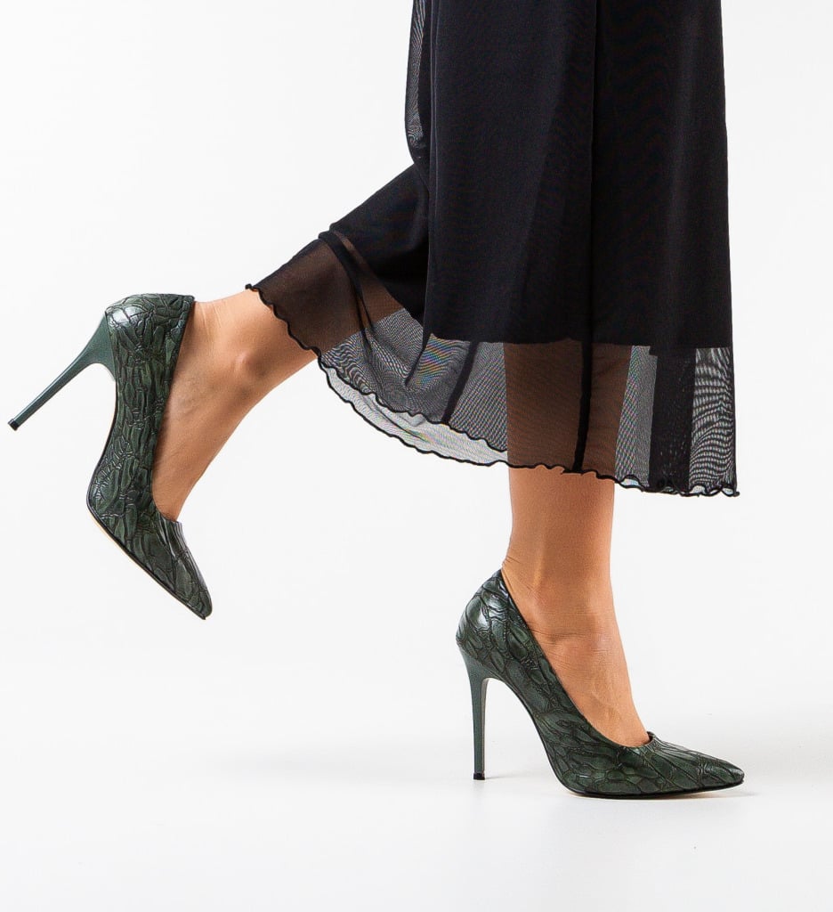Pantofi Kring Verzi cu Toc Eleganți - imagine 3