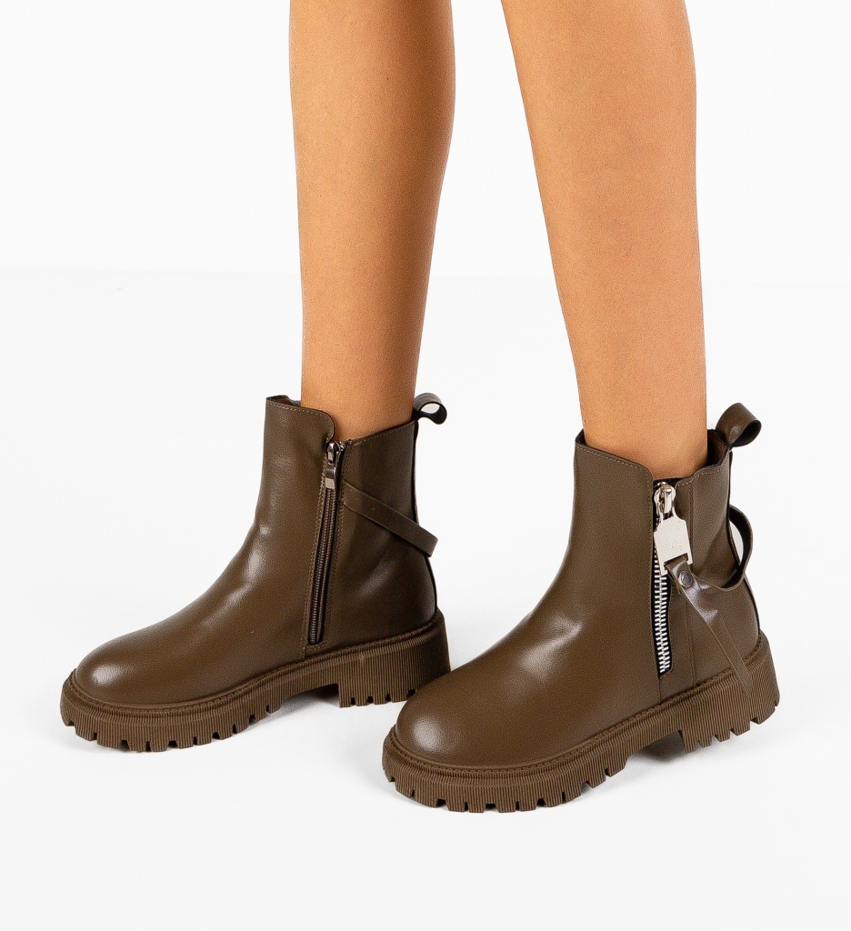 Ghete Dama Kalyner Khaki - Comode si Chic - imagine 2