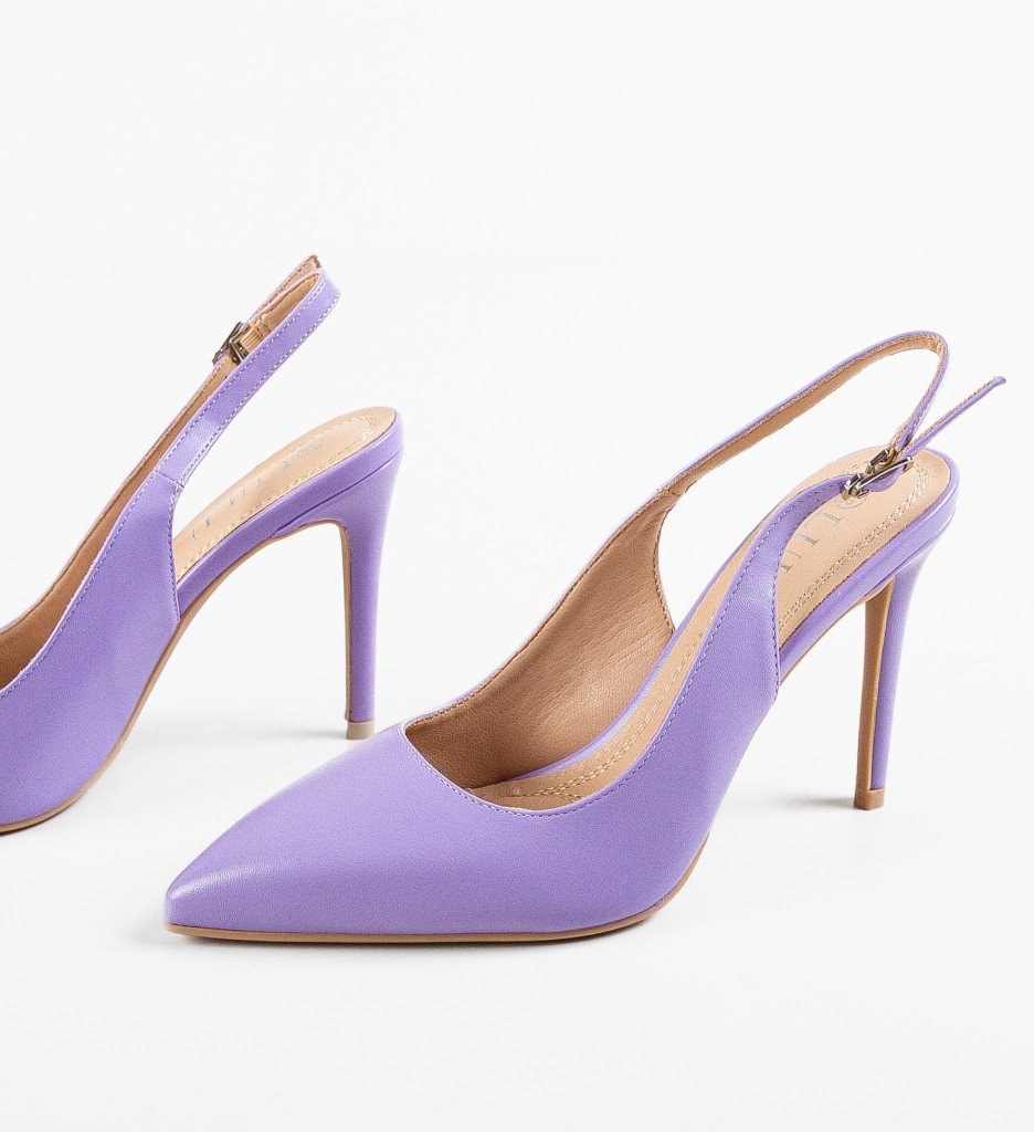 Pantofi Cruz Mov cu Toc Elegant - imagine 6