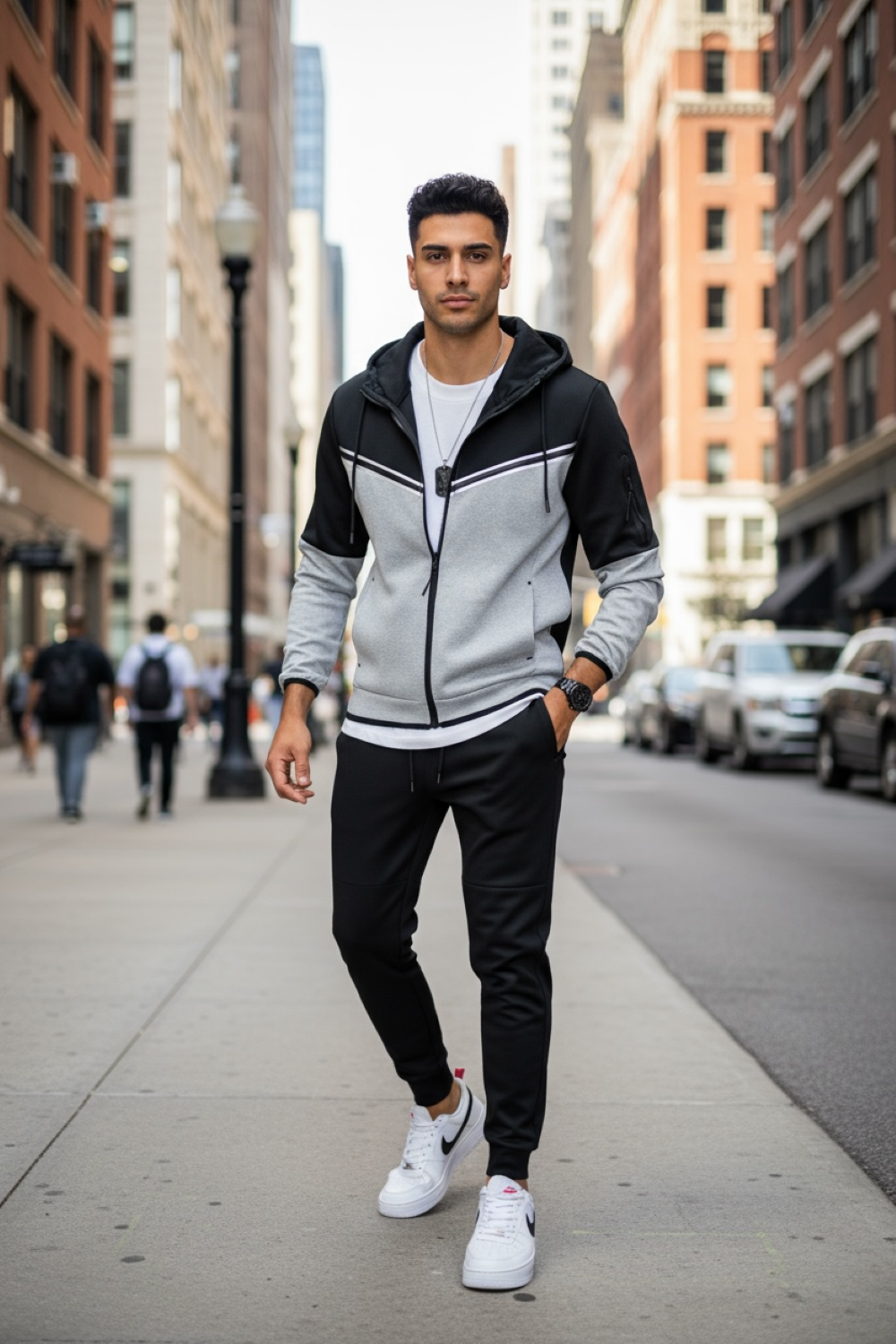 Trening Barbati Slim Fit Negru-Gri Premium