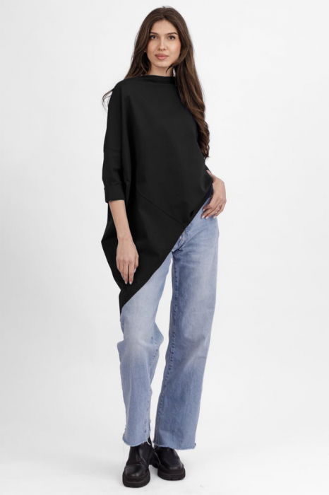 Bluza Neagra Asimetrica Shopika | Stil Versatil