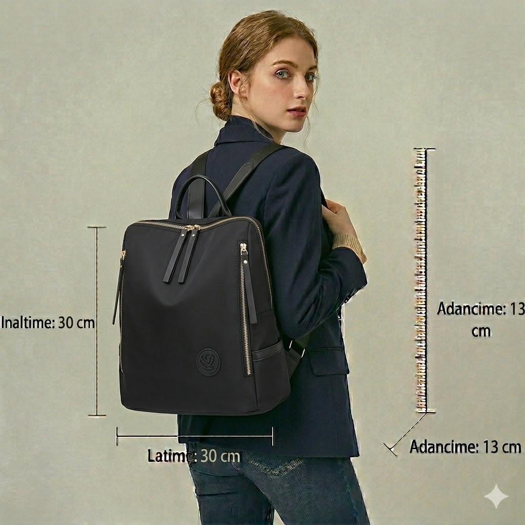 Rucsac Dama Pfy Cataleya Negru, Impermeabil - imagine 2