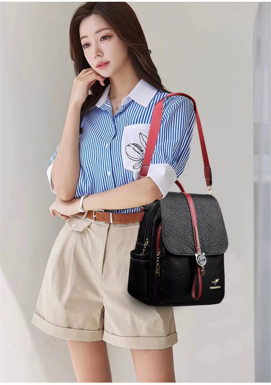 Rucsac dama Iliris GT3605 Picadili, Negru/Rosu - imagine 2