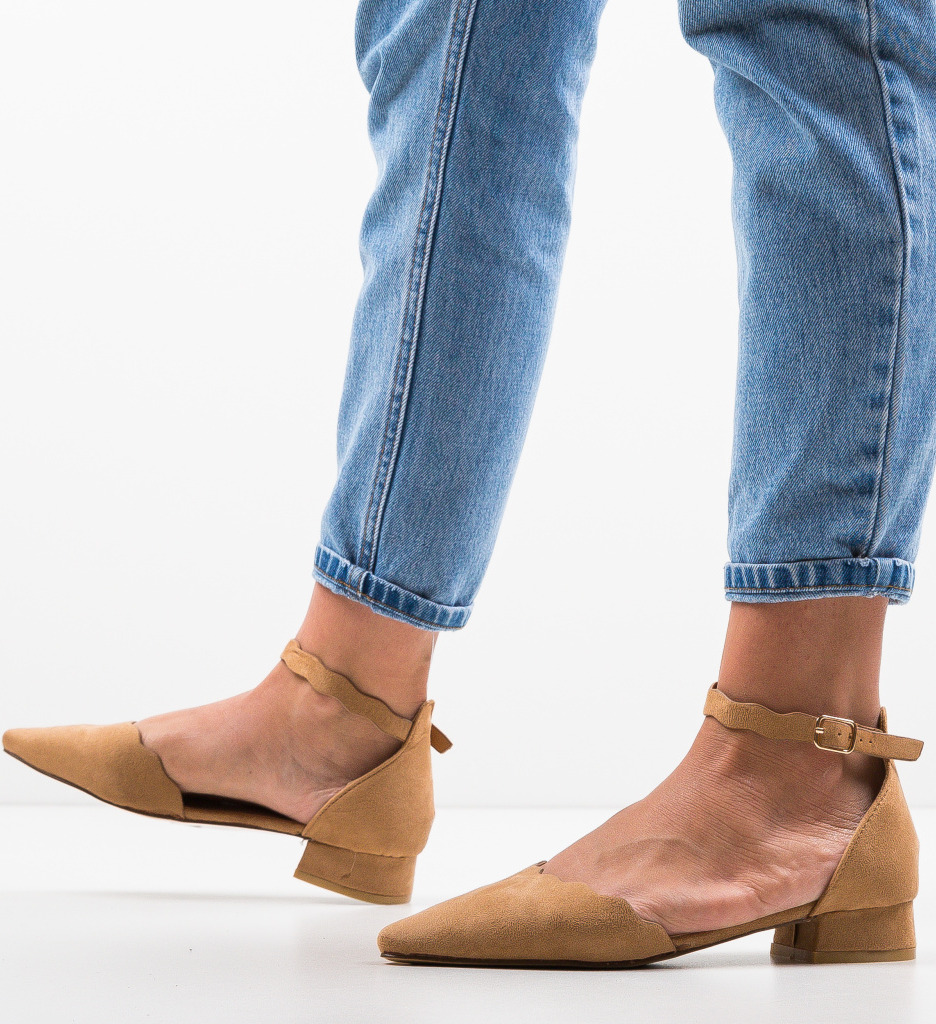 Pantofi Wood Camel cu toc elegant - Stil rafinat - imagine 5