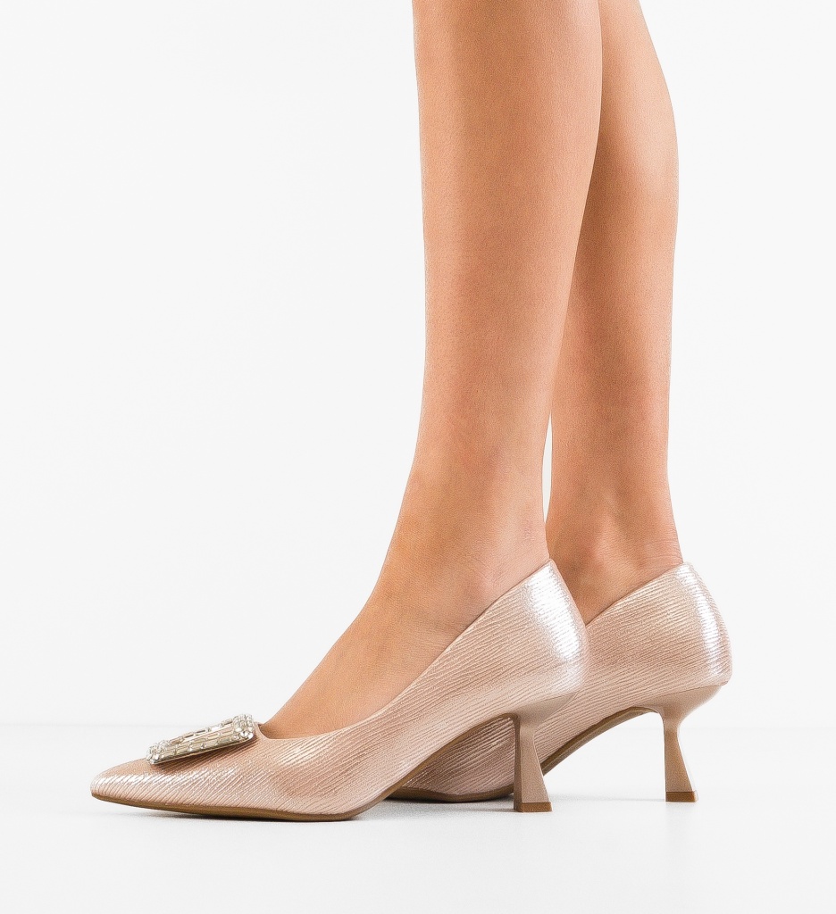 Pantofi cu Toc Chipili Aurii - Eleganță și Stil - imagine 2
