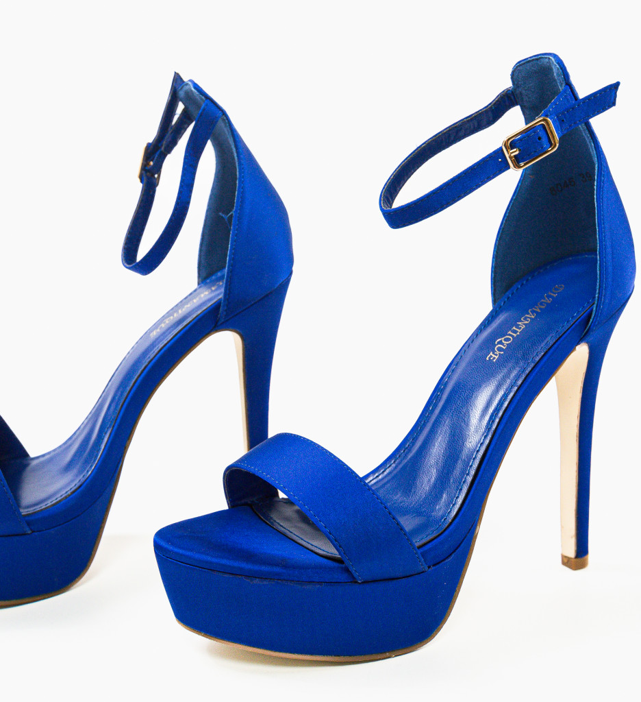 Sandale cu Toc Bannist Albastre | Look Elegant - imagine 7