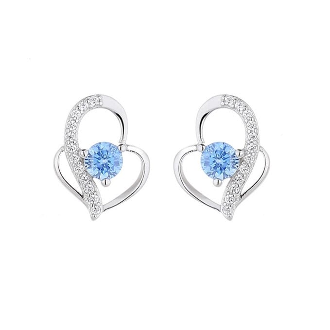 Cercei Argint Delis Inima cu Zirconiu Albastru