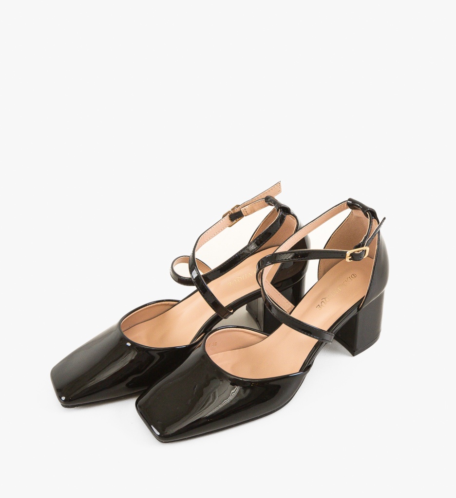 Pantofi Eleganți Zawadi Negri cu Toc - imagine 5
