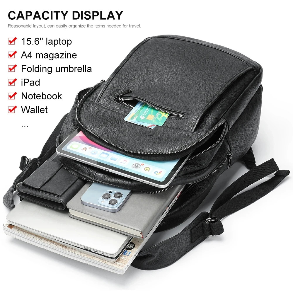 Rucsac Piele Naturală Lazarus GT2735 Negru - imagine 6