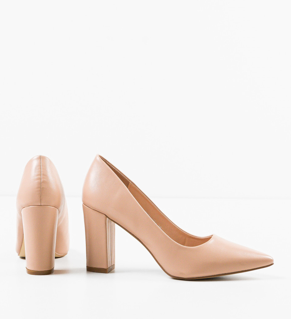 Pantofi Haney Bej cu Toc Eleganți - imagine 7