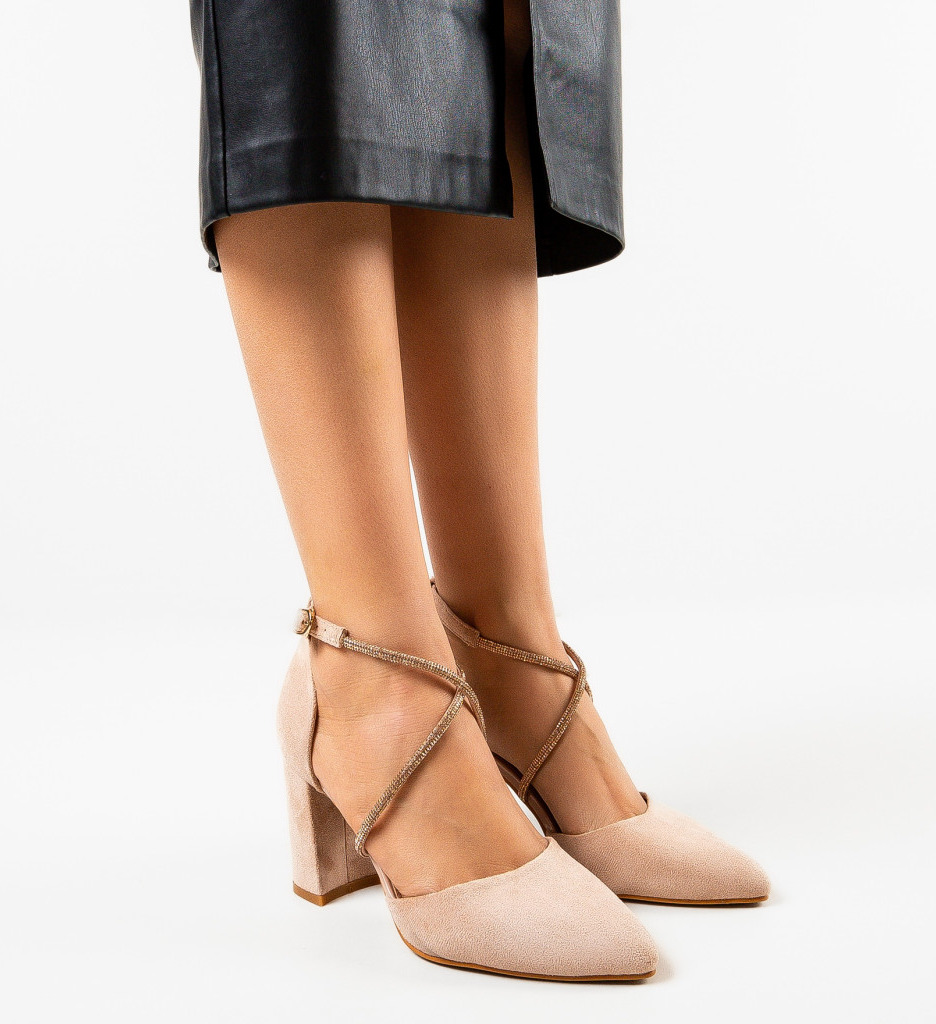 Pantofi Dama cu Toc Eleganți Saekya Bej - imagine 3