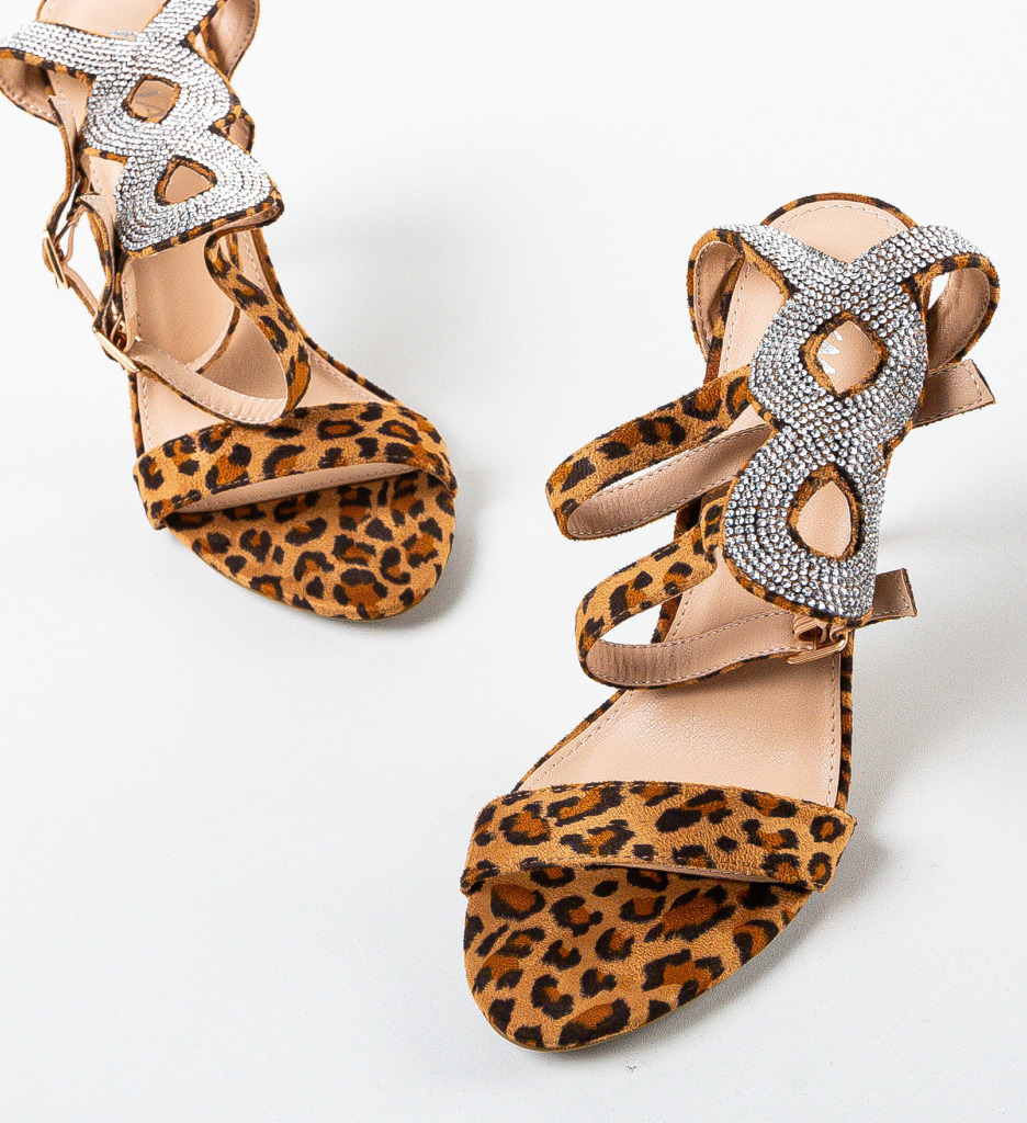 Sandale Dama Orlaith Animal Print cu Toc Elegante - imagine 7