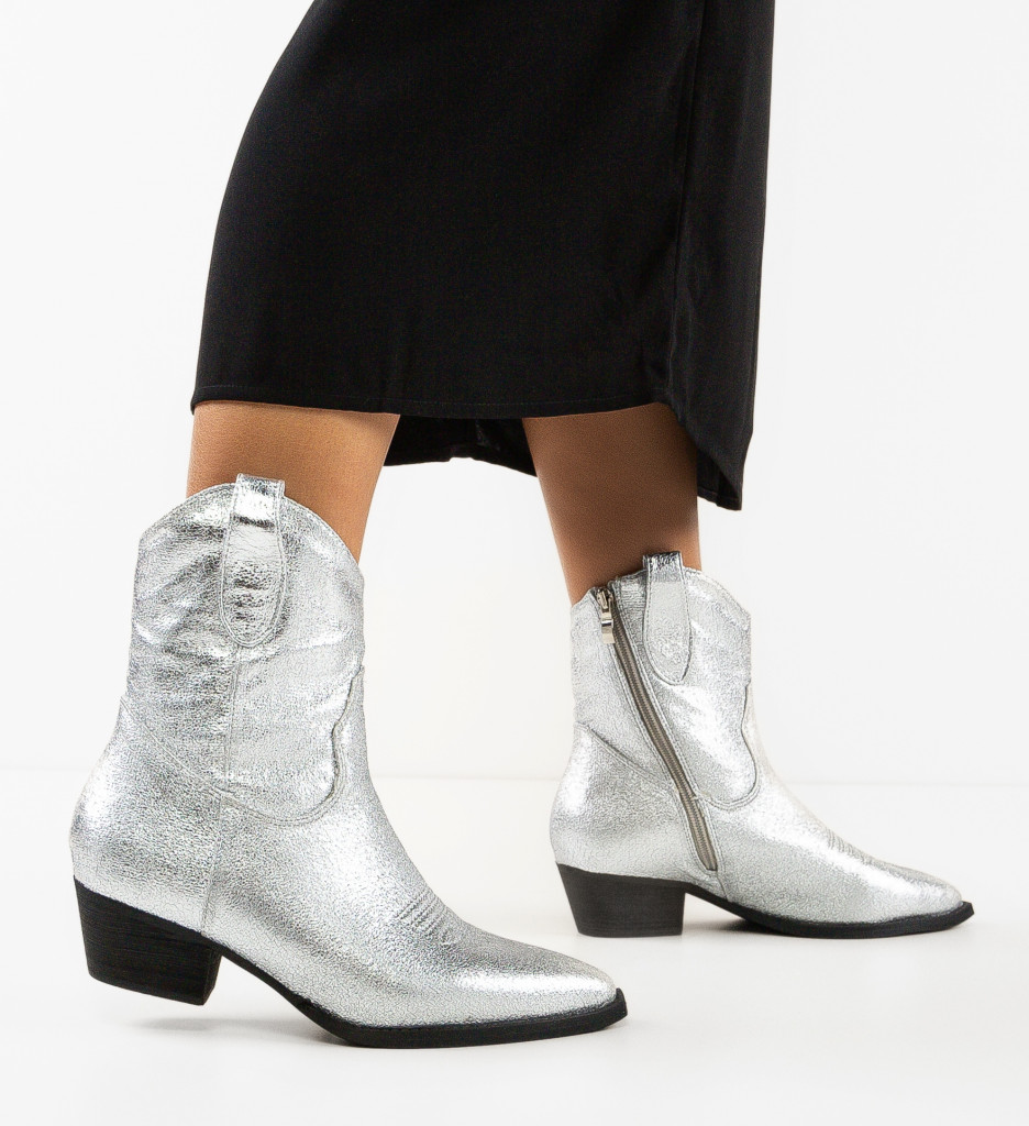 Botine Dama Lexz Argintii | Elegante - imagine 3