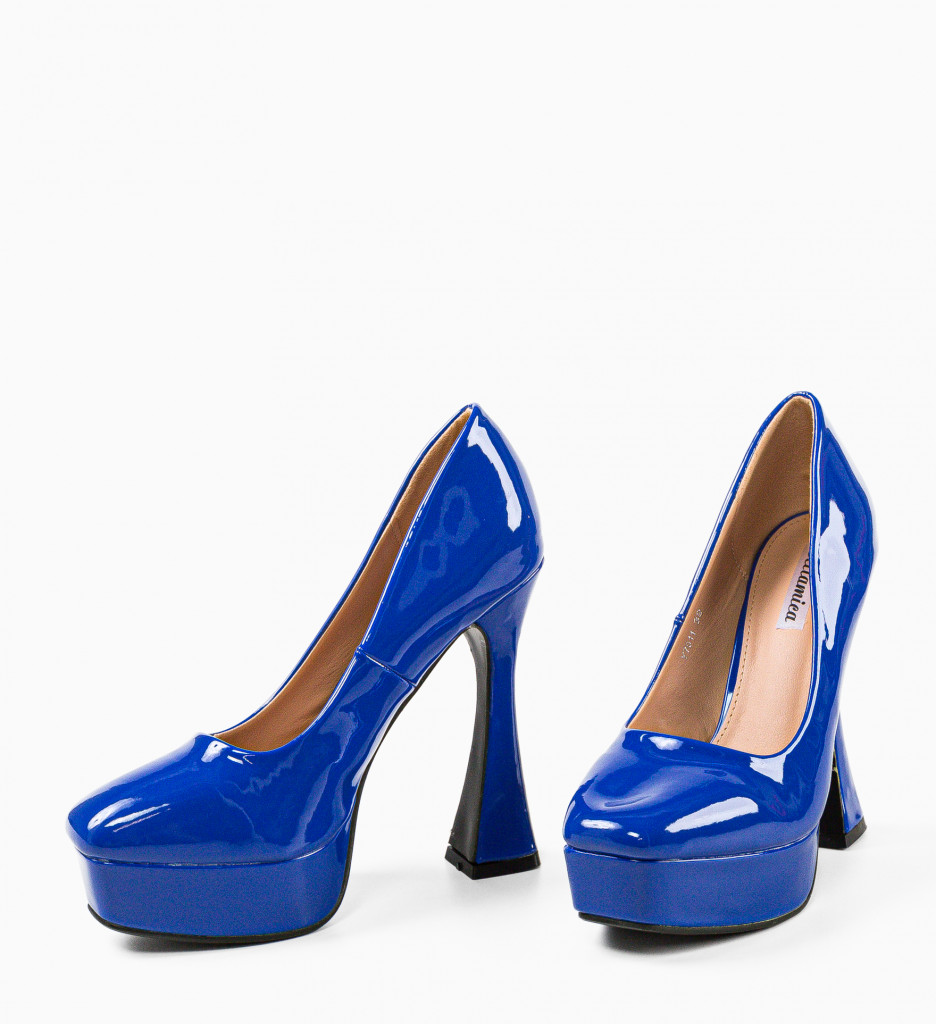Pantofi Tiyam Albastri Eleganți cu Toc - imagine 3
