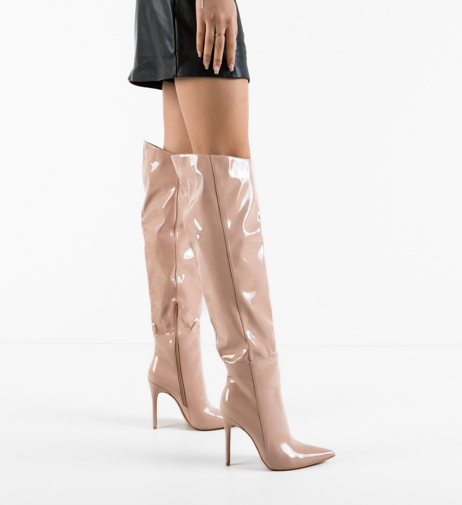 Cizme Toc Bybyam Nude - Eleganță și Stil - imagine 2