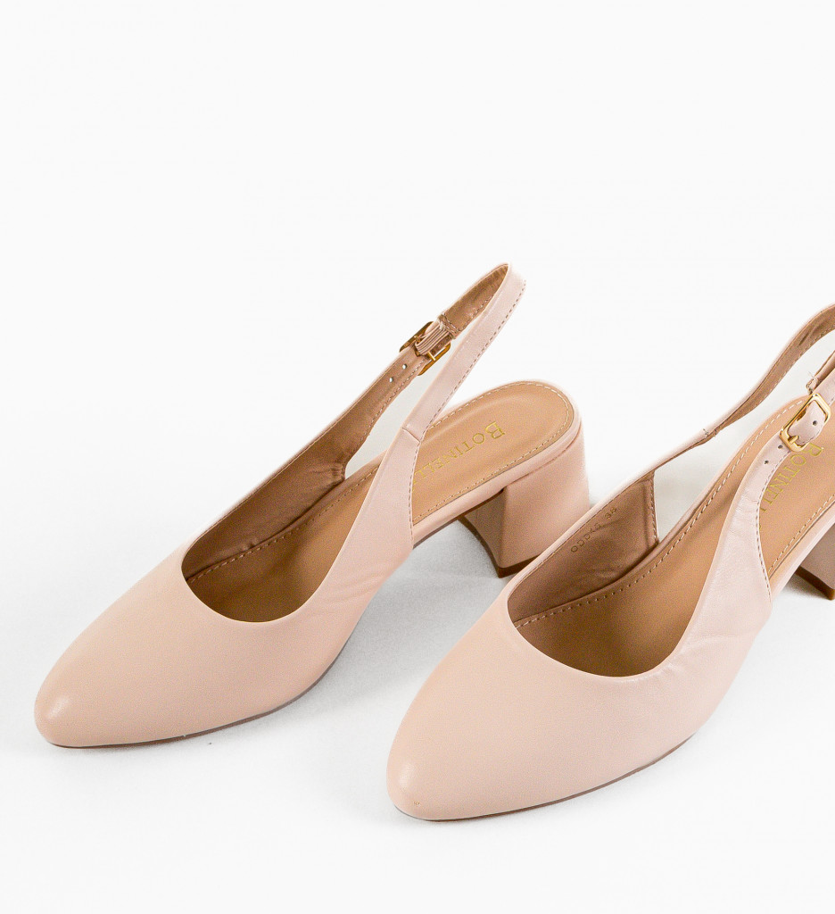 Pantofi Kytal Nude cu toc elegant - imagine 8
