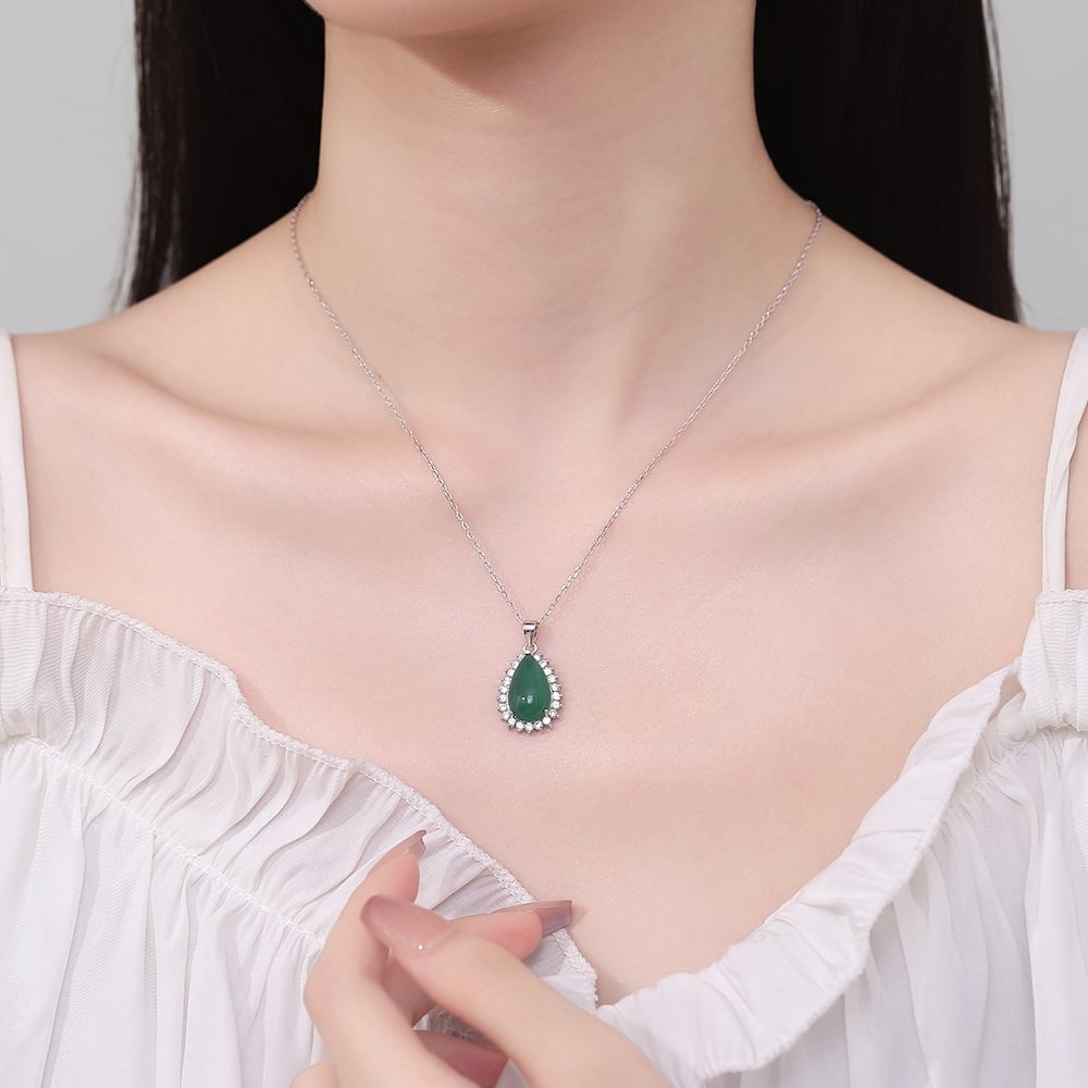 Delis Pandantiv Argint cu Piatră Verde Elegant - imagine 2
