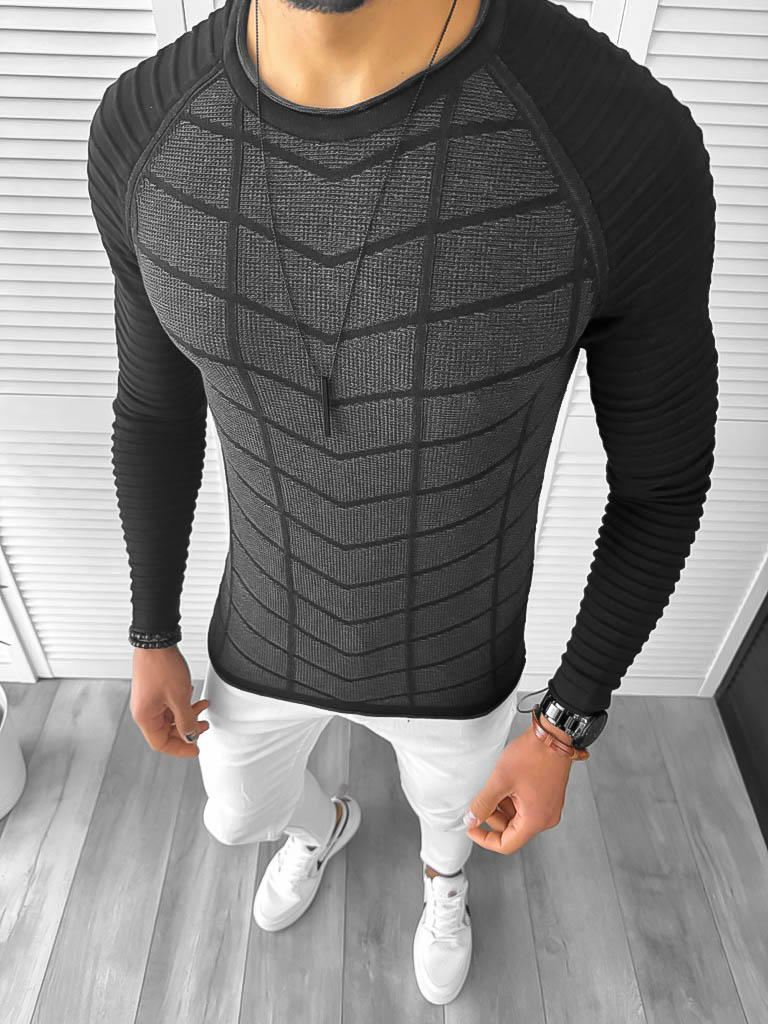 Pulover Barbati Slim Fit Negru - Stil Elegant
