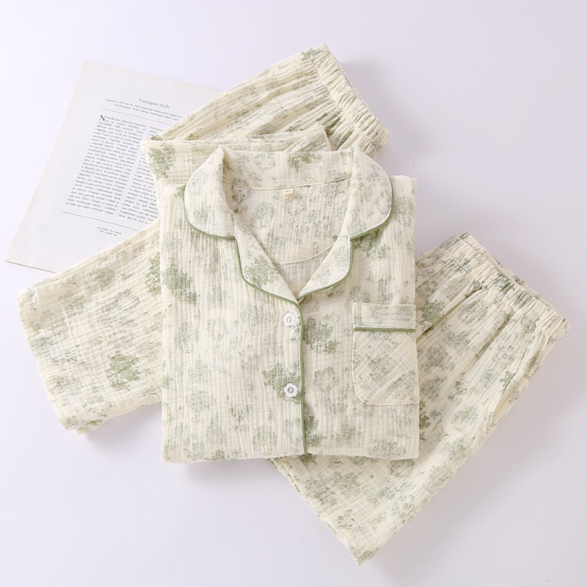 Pijama Dama Luna Soft 3 Piese Bumbac 100%, Delis, Bej - imagine 2