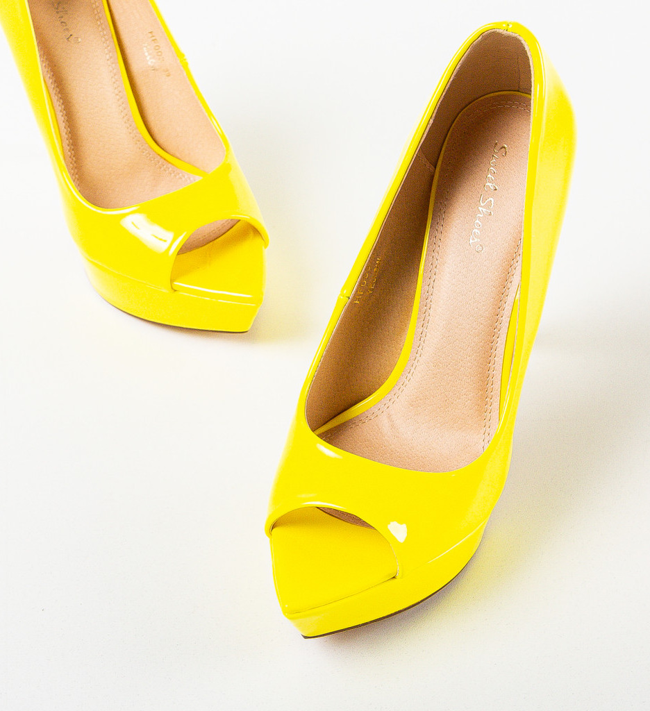 Pantofi Ferguson Galbeni cu Toc Eleganți - imagine 6