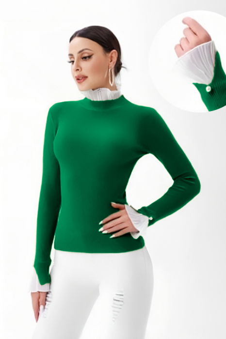 Pulover Porta Fortuna cu Volane Elegante