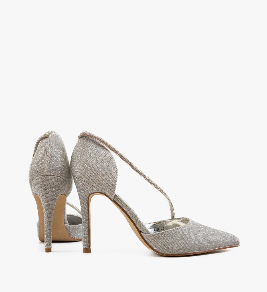 Pantofi Hande Argintii Eleganți cu Toc - imagine 4