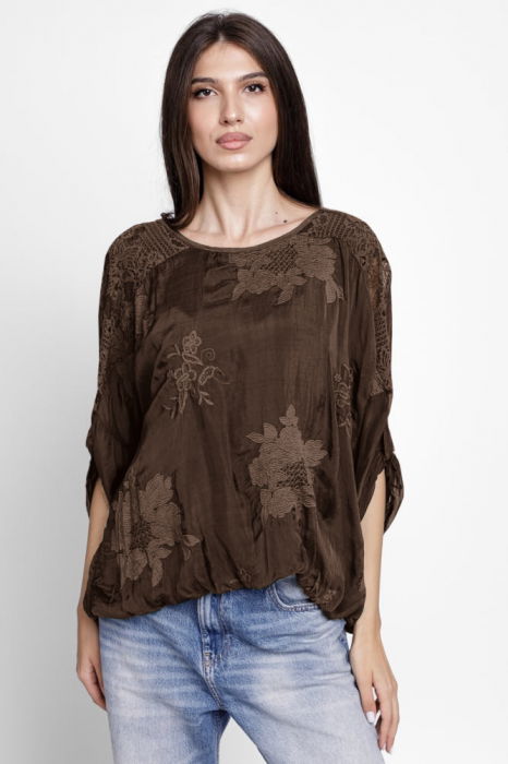 Bluza Matase Brodata cu Dantela Shopika