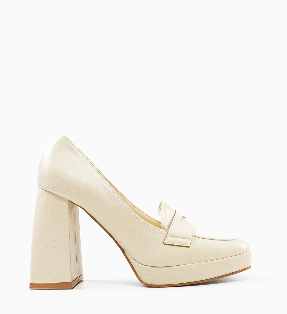 Pantofi dama Elino Bej cu toc elegant - imagine 4