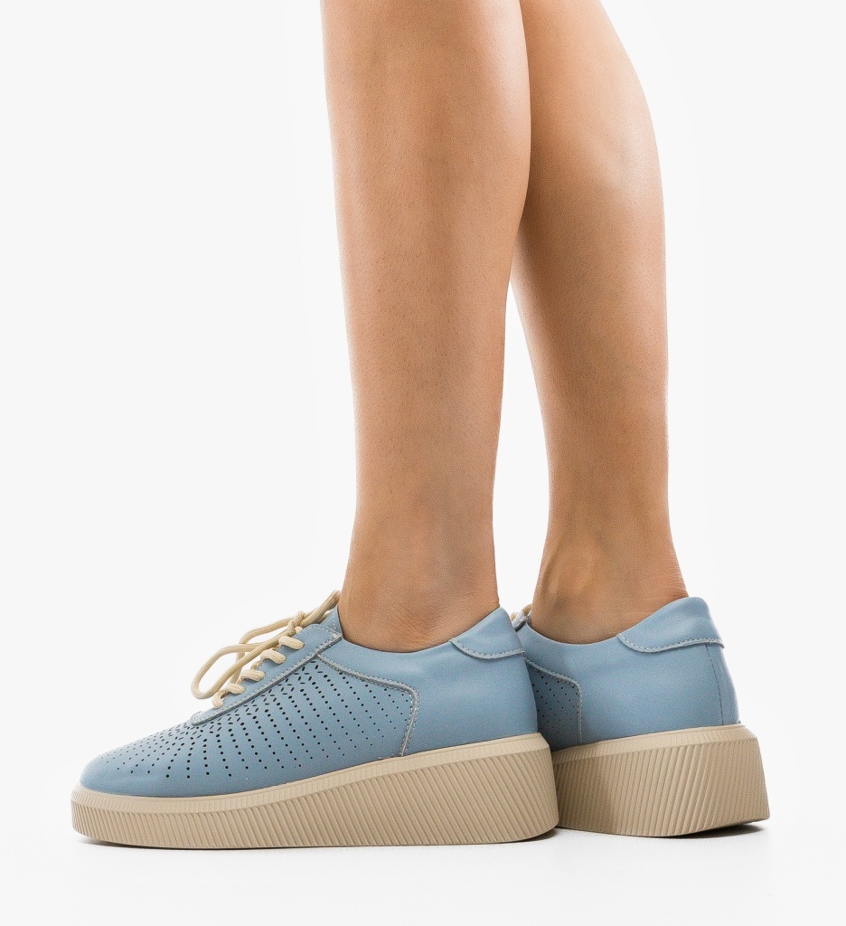 Pantofi Casual Lehe Albastri Confortabili - imagine 3