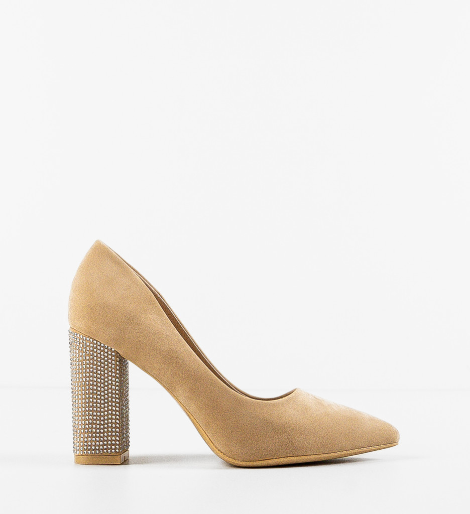Pantofi Evely Bej | Toc Elegant pentru Ocazii - imagine 5