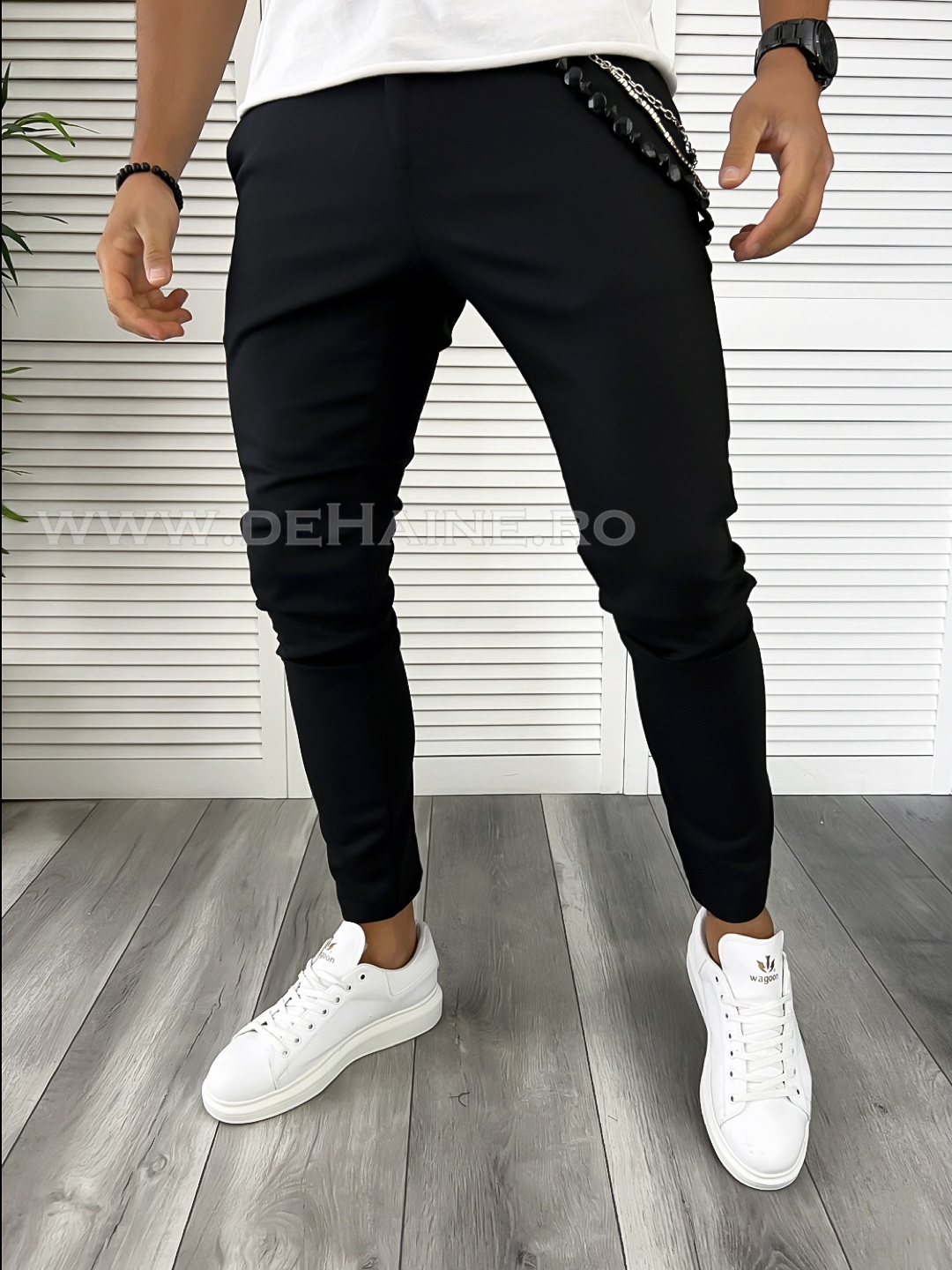 Pantaloni Barbati Casual Negri Confort Bumbac