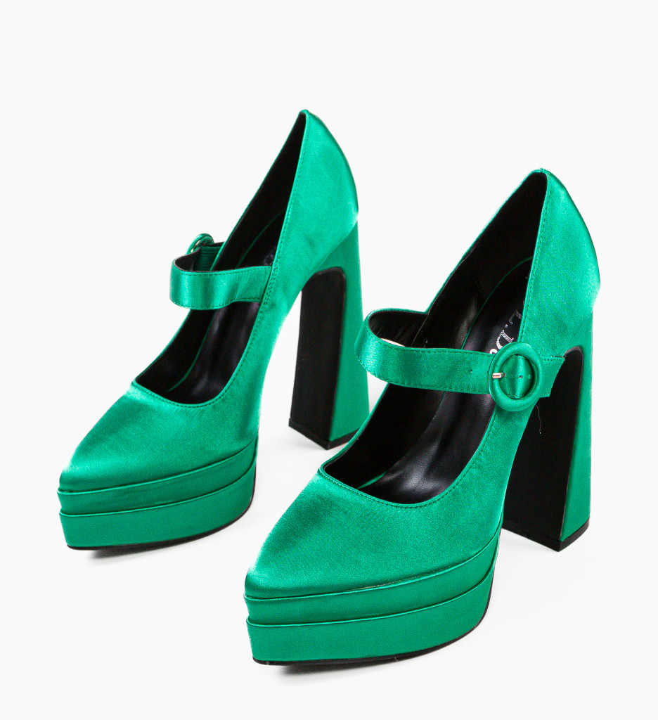 Pantofi Dama Fobol Verzi cu Toc Eleganți - imagine 2