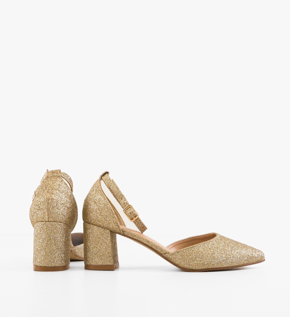 Pantofi Dama Aurii cu Toc | Eleganță - imagine 3