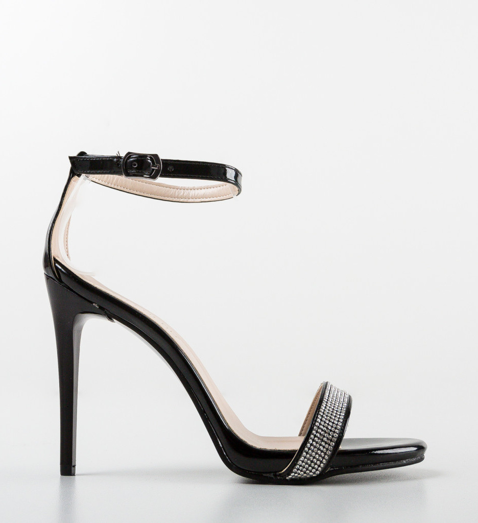 Sandale Geneda Negre cu Toc Elegante - imagine 5