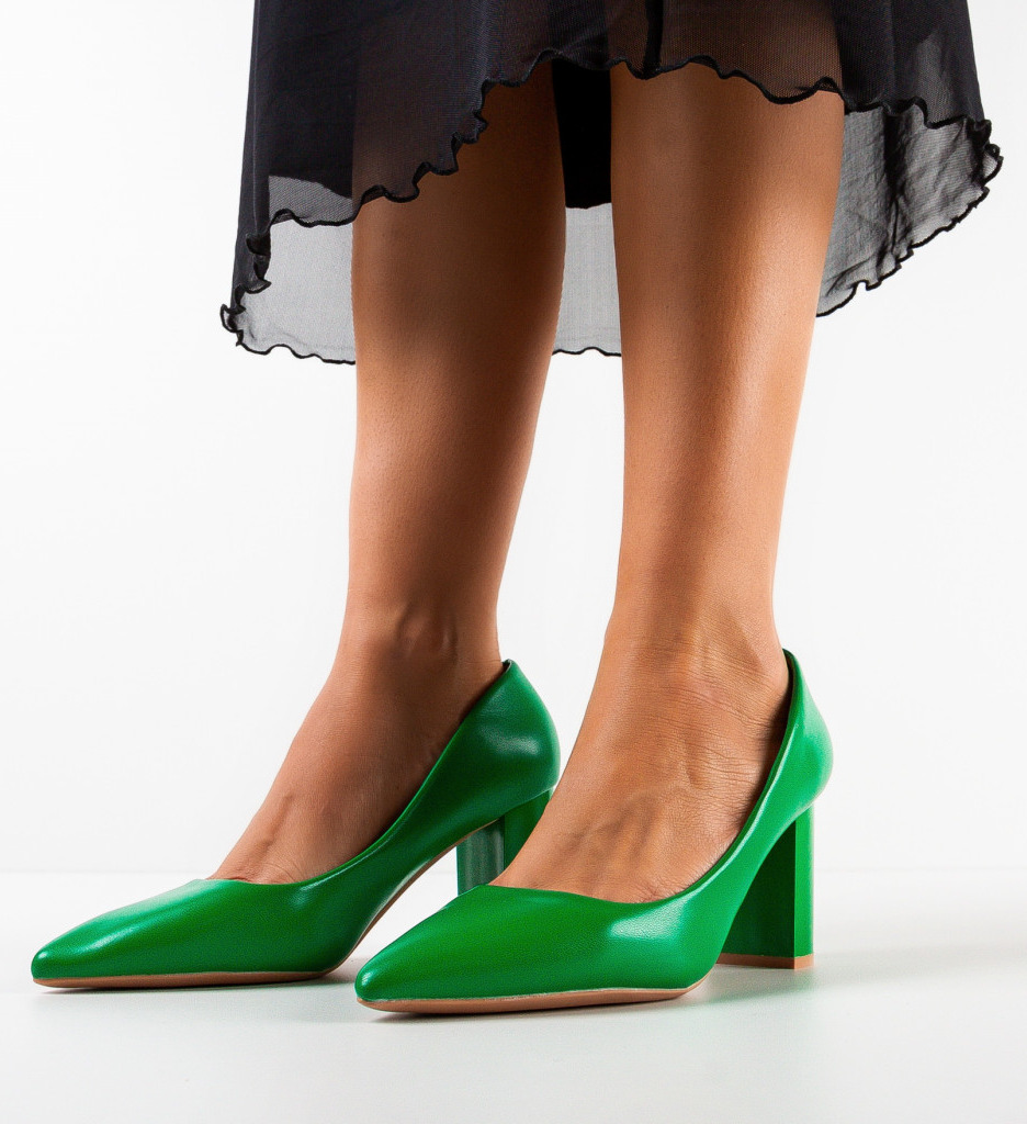 Pantofi Sierra Verzi Eleganți cu Toc - imagine 3