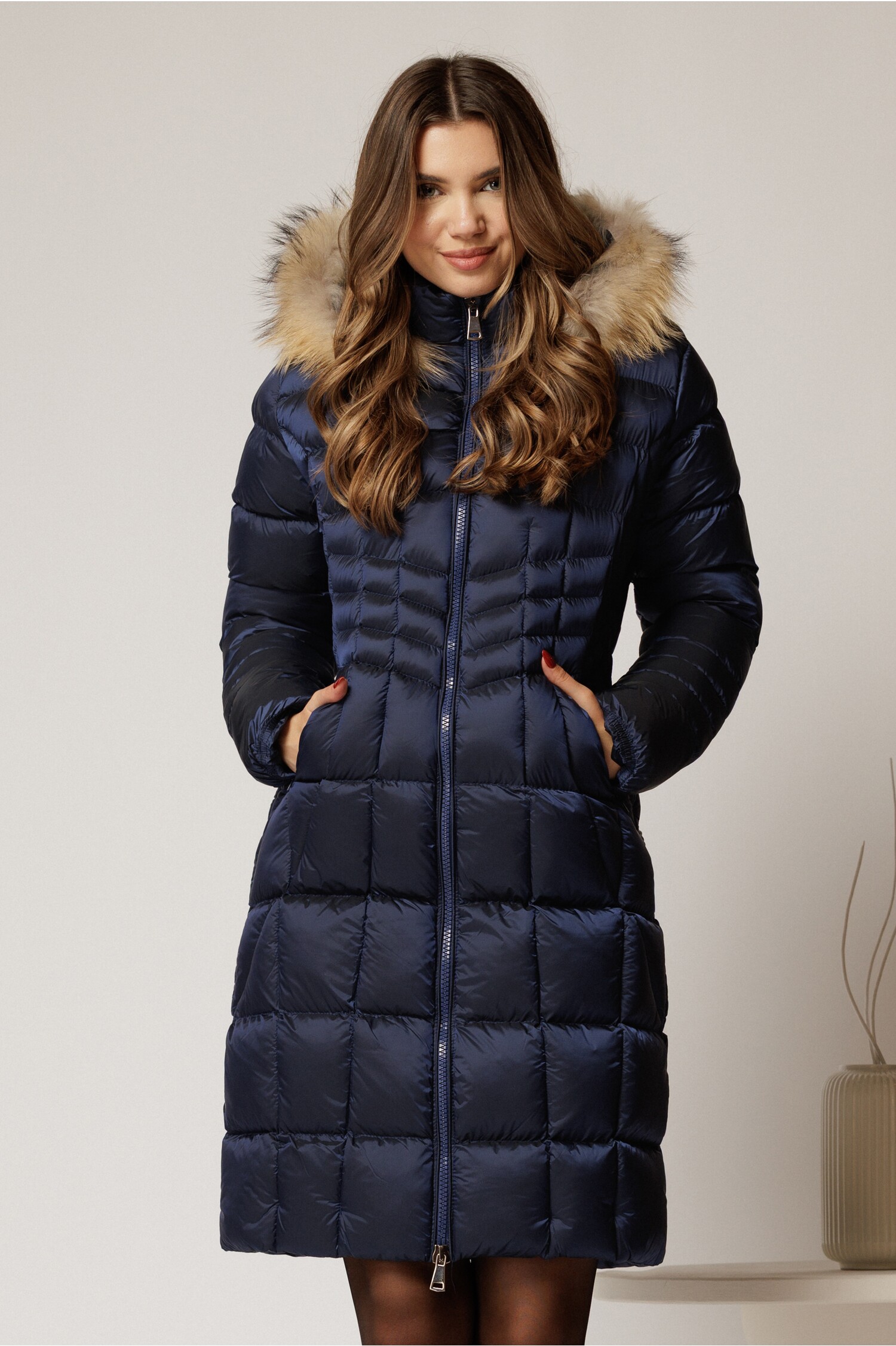 Geaca Dama Bleumarin cu Gluga Detasabila