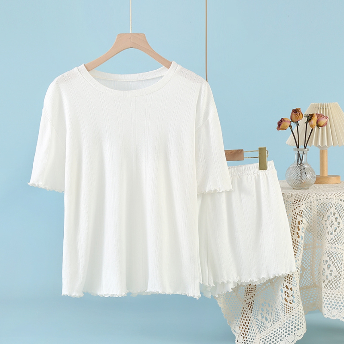 Pijama 2 piese Sleepy Hearts Alb | Delis - imagine 2