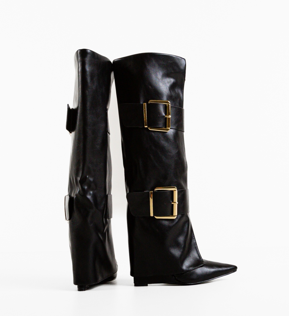 Cizme Dama Grafada Negre Depurtat | Eleganță și Stil - imagine 5