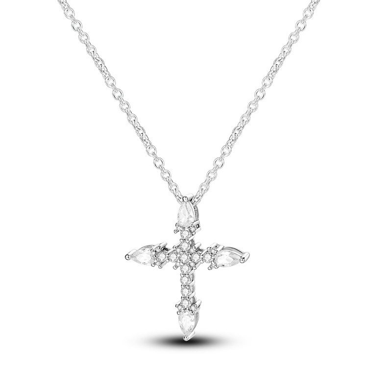 Lantisor argint 925 cu cruce si zirconiu Amanda JW636
