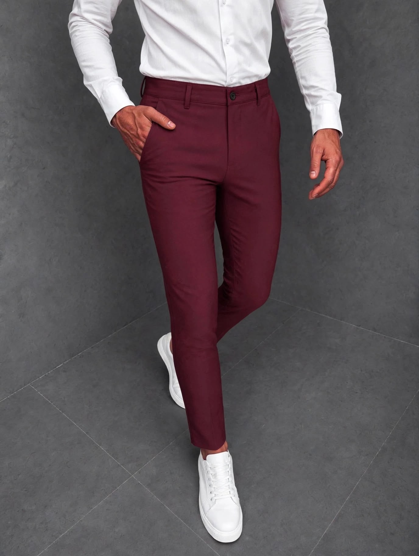 Pantaloni barbati casual grena c001