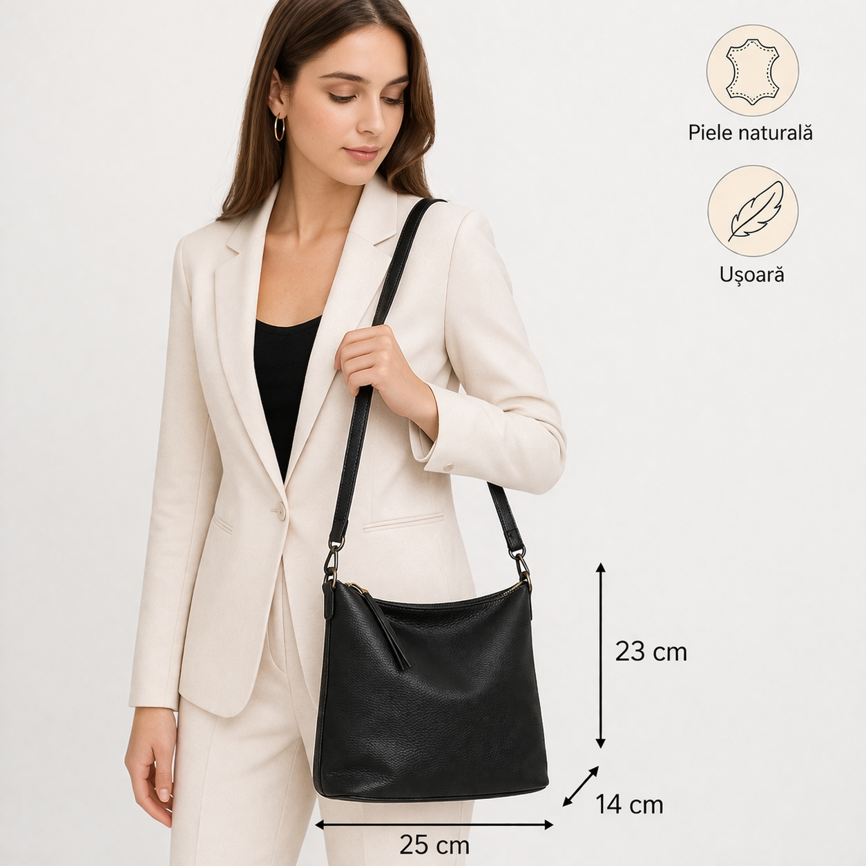 Geanta Lucasta GT2776 Delis Piele Naturala Neagra - imagine 2