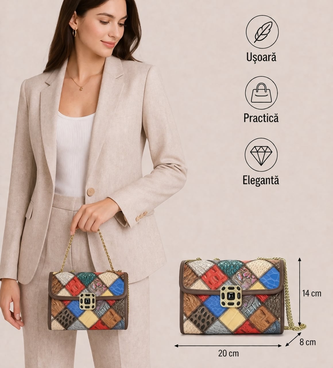 Geanta Dama Delis Ciela GT2243 Multicolor Piele - imagine 2