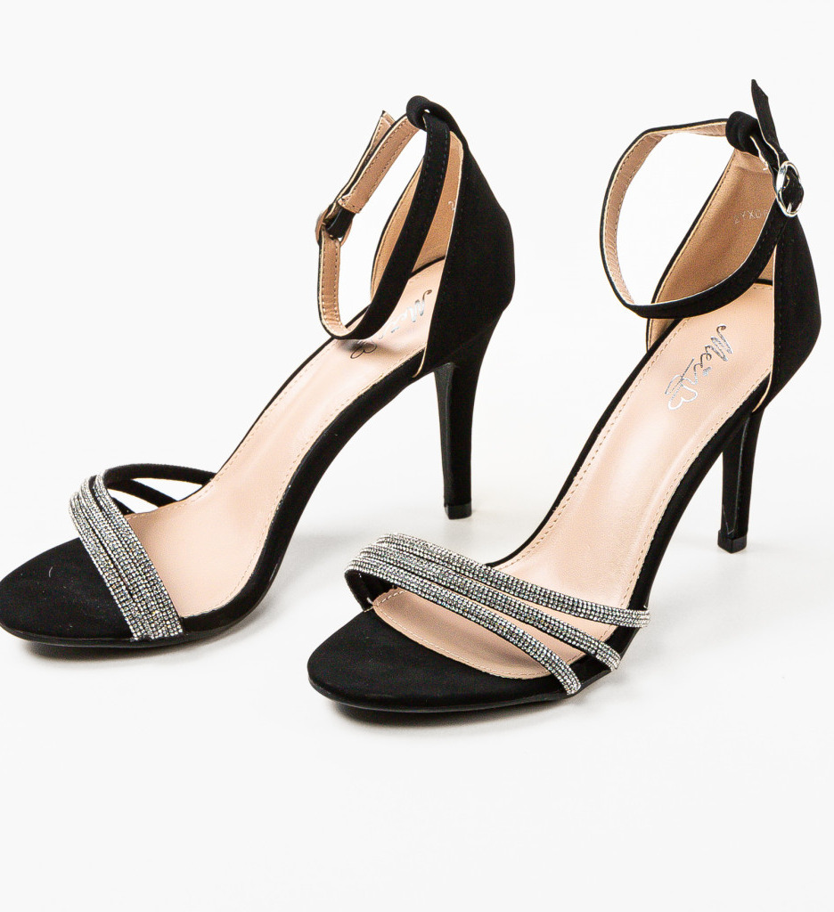 Sandale Donfren Negre cu Toc Elegante - imagine 5