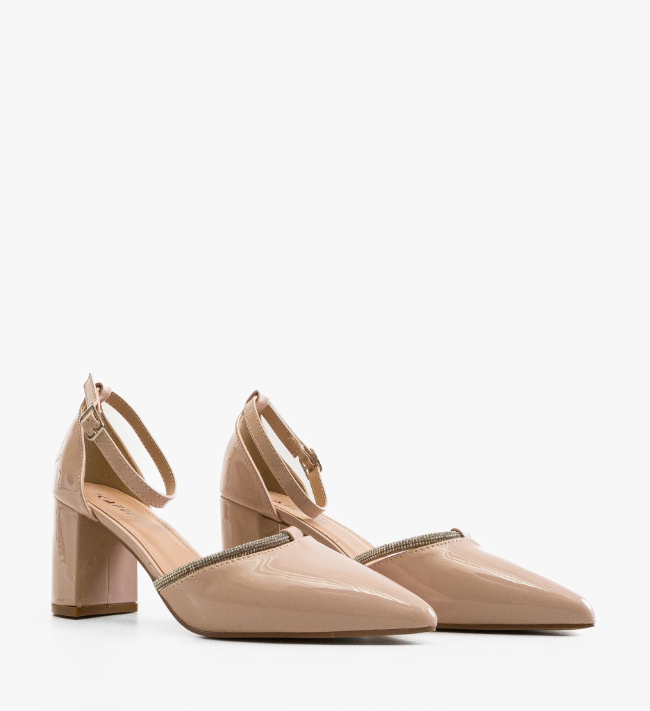 Pantofi Dama cu Toc Delores Beige Eleganți - imagine 5