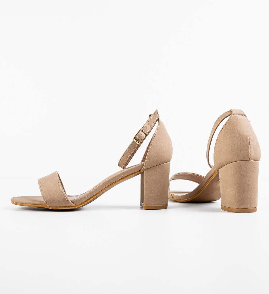 Sandale Susan Bej cu Toc Elegant - imagine 6